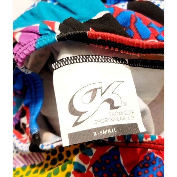 GK Elite VTG 90s Pop Culture Geometric LS Cotton Leotard Bodysuit AXS Adult XS - Picture 8 of 11